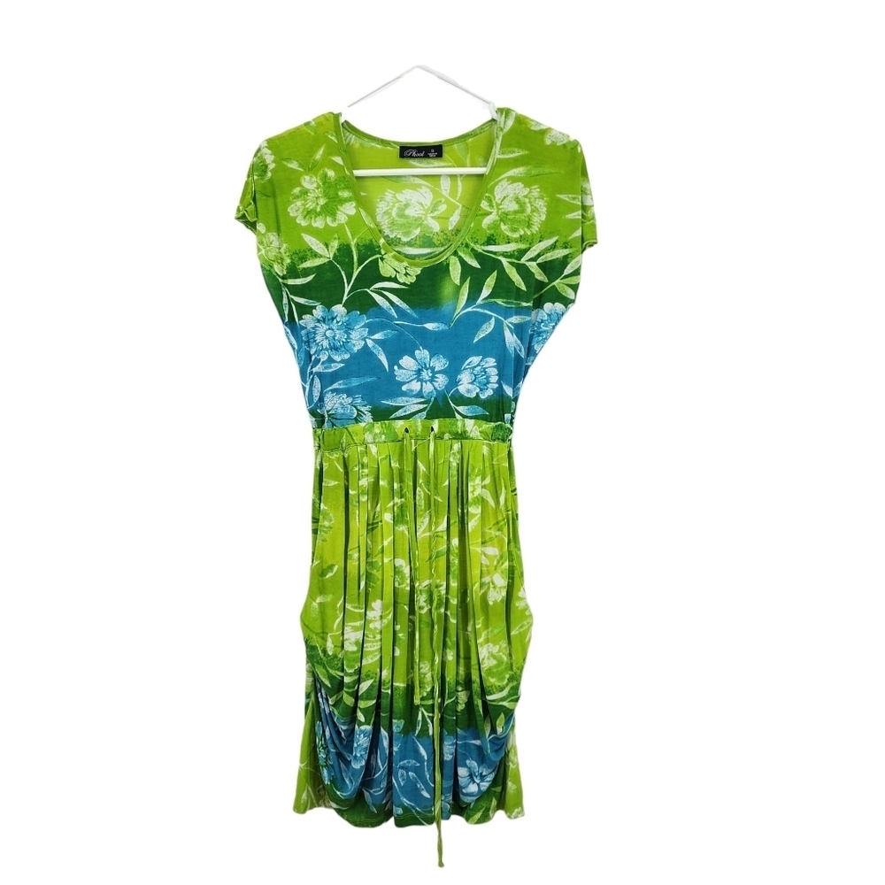 Phool Women's Vintage Pleat Floral Dress Beach Hawaiian Summer- S